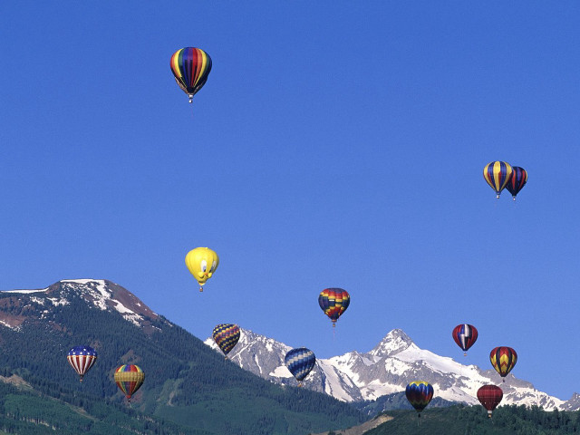 Hot air balloons mountain range #5 free wallpaper - medium preview image
