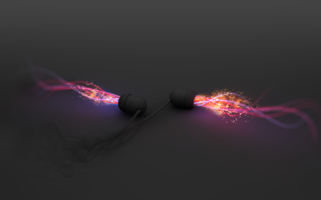 Colorful earbuds smoke black background free wallpaper - medium preview image
