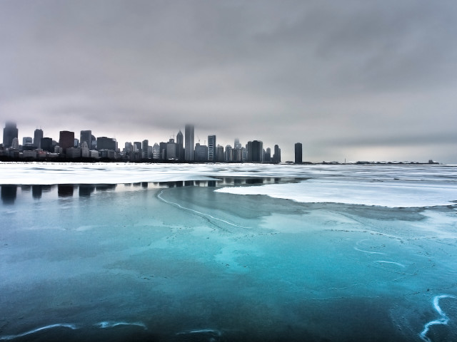 City skyline frozen lake matte #2 free wallpaper - medium preview image