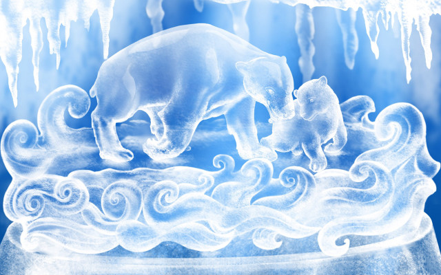 Polar bear cub ice shelf #4 free wallpaper - medium preview image