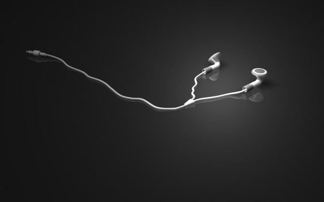 Earbuds cord black background white free wallpaper - medium preview image