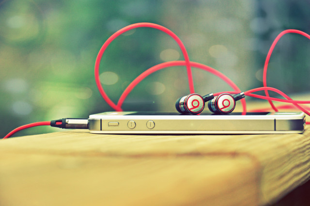 Headphones laptop red cords outdoors free wallpaper - medium preview image