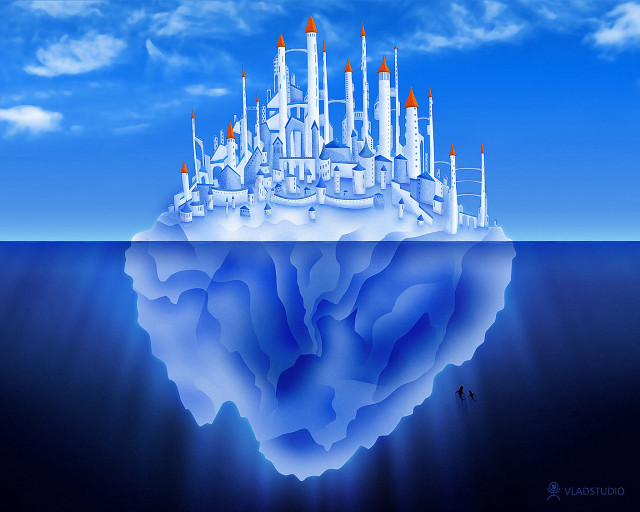 Iceberg city ocean bird floating free wallpaper - medium preview image