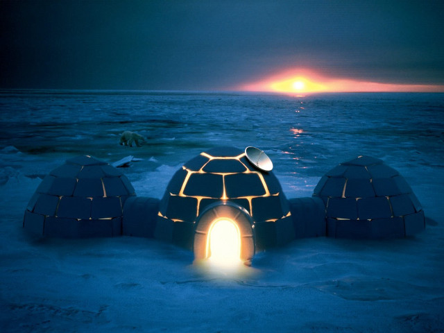 Igloos snow night light bright free wallpaper - medium preview image