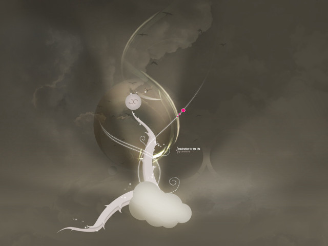Woman flying kite cloud pink free wallpaper - medium preview image