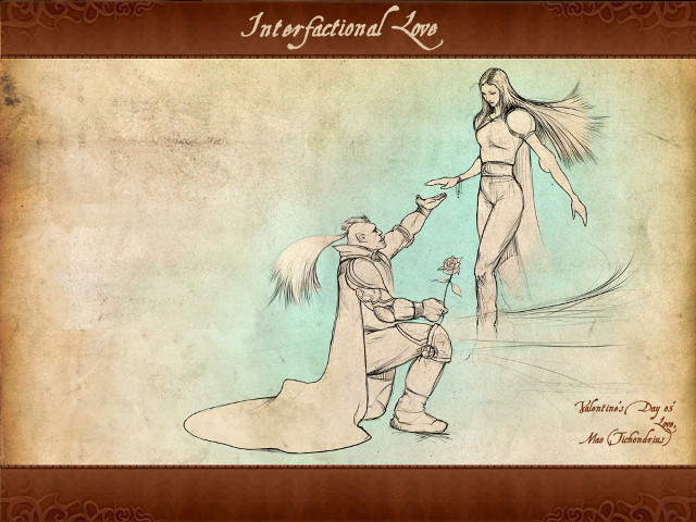 Man kneeling woman dress cape free wallpaper - medium preview image
