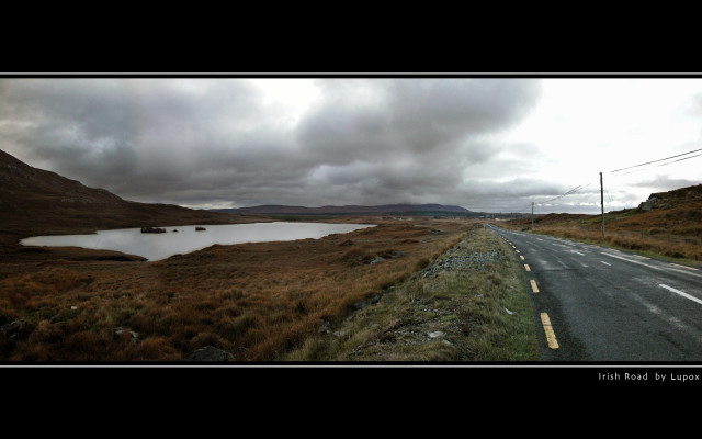 Road lake cloudy sky field #3 free wallpaper - medium preview image