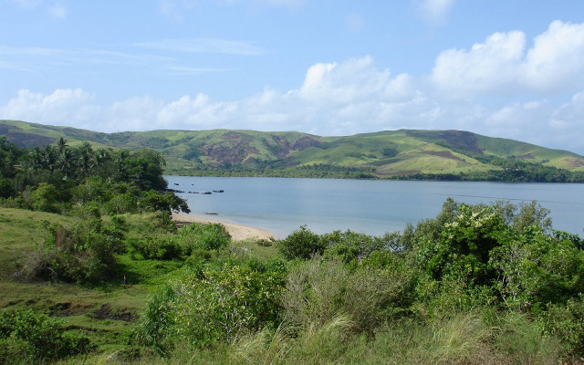 Lake green hills trees blue free wallpaper - medium preview image
