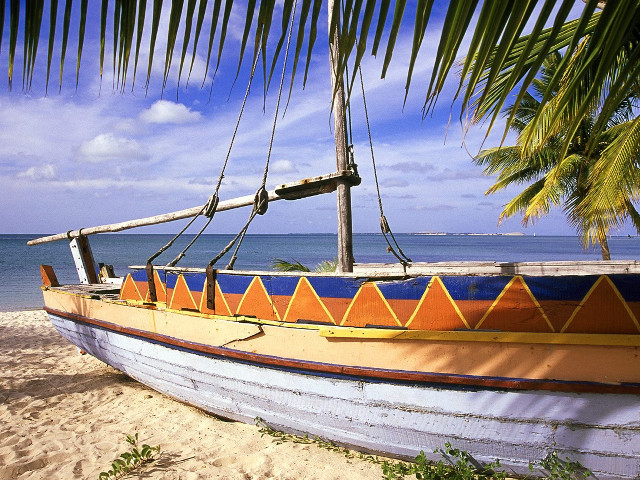 Boat beach palm ocean sky #4 free wallpaper - medium preview image