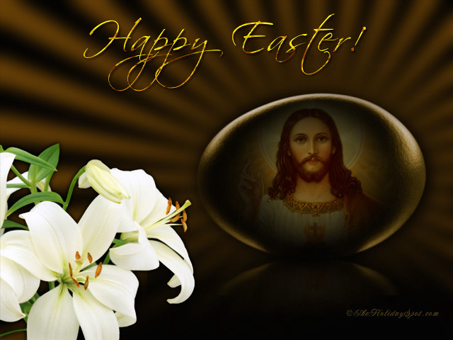 Jesus flowers happy easter message free wallpaper - medium preview image