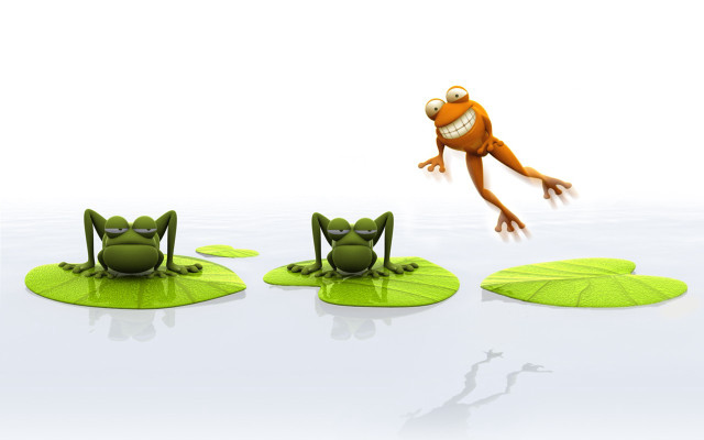 Frog jumping lilypad pond background free wallpaper - medium preview image