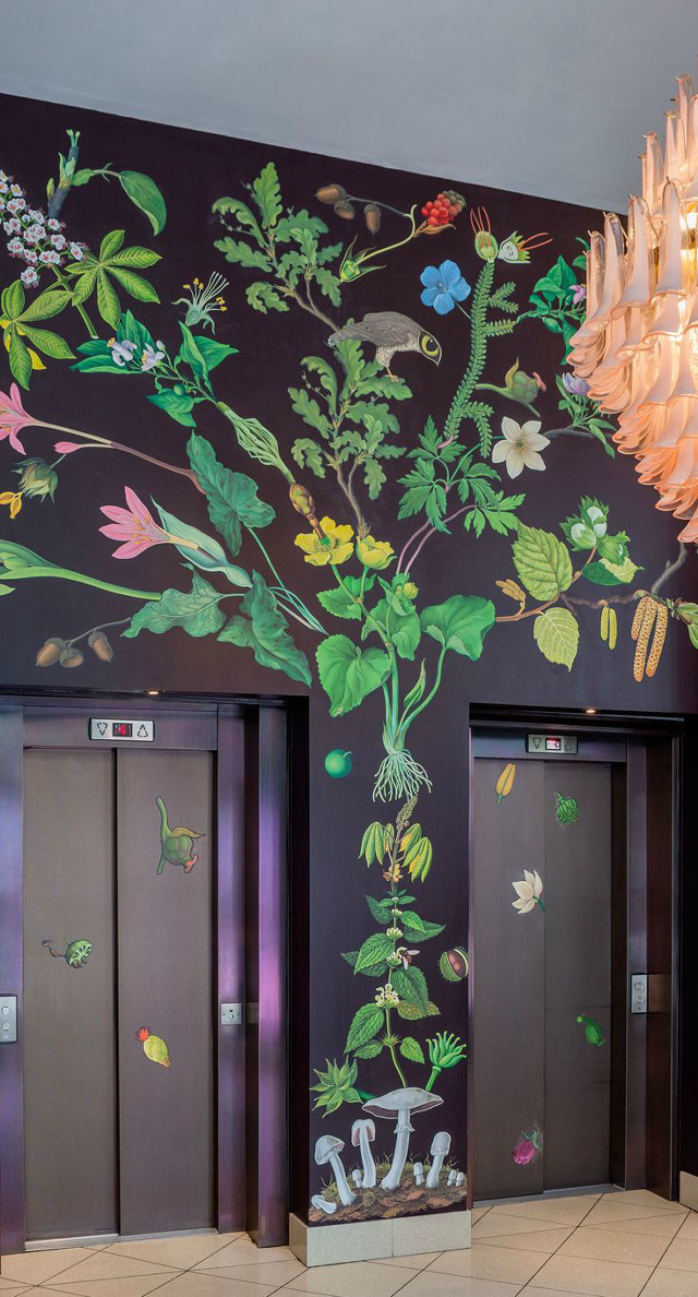 Bathroom mural tree flowers chandelier free wallpaper - medium preview image
