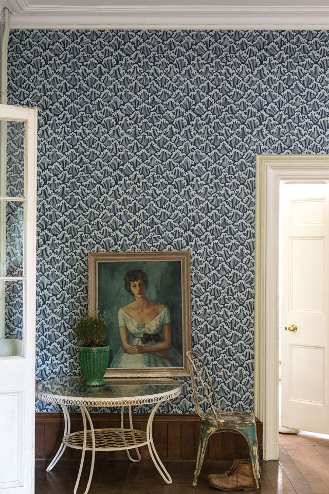 Blue flemish baroque arts foliage free wallpaper - medium preview image