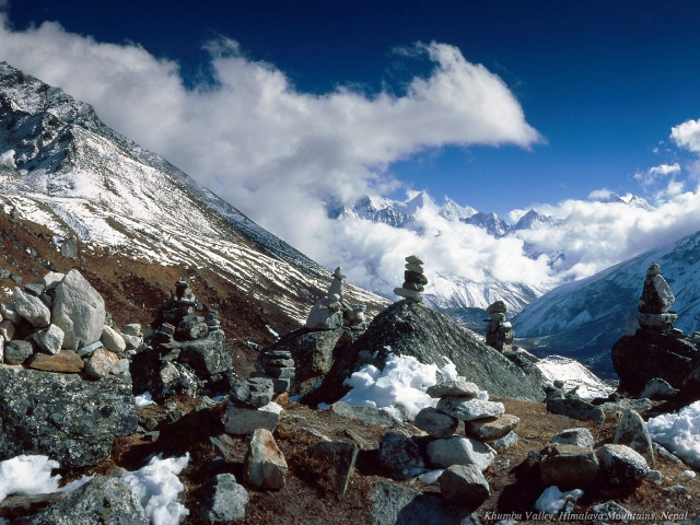Mountain rocks snow sky clouds #2 free wallpaper - medium preview image