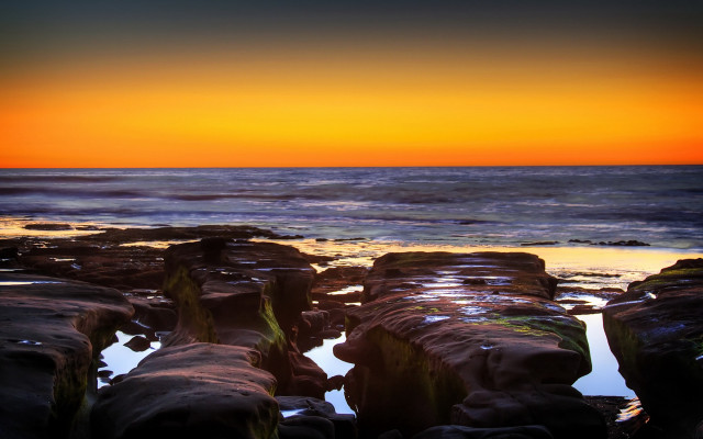 Sunset ocean rocks water orange #2 free wallpaper - medium preview image