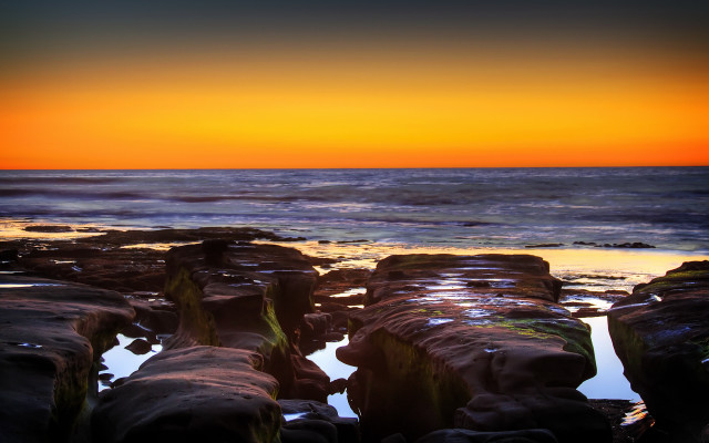 Sunset ocean rocks water orange #5 free wallpaper - medium preview image