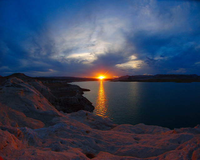 Sunset water mountain clouds sky #3 free wallpaper - medium preview image