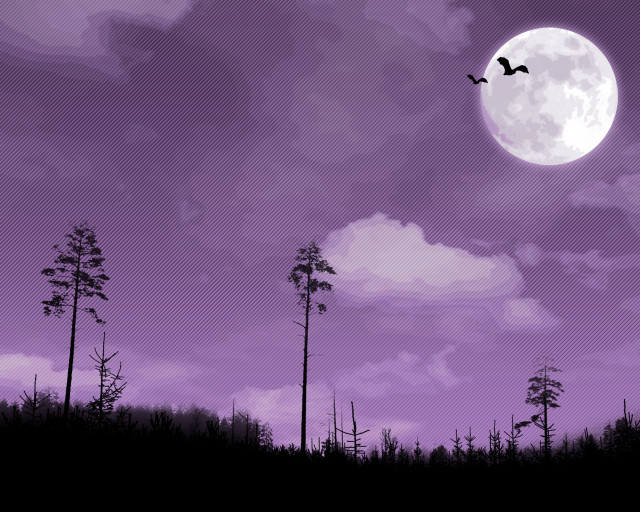 Purple moon forest bamboo ghost free wallpaper - medium preview image