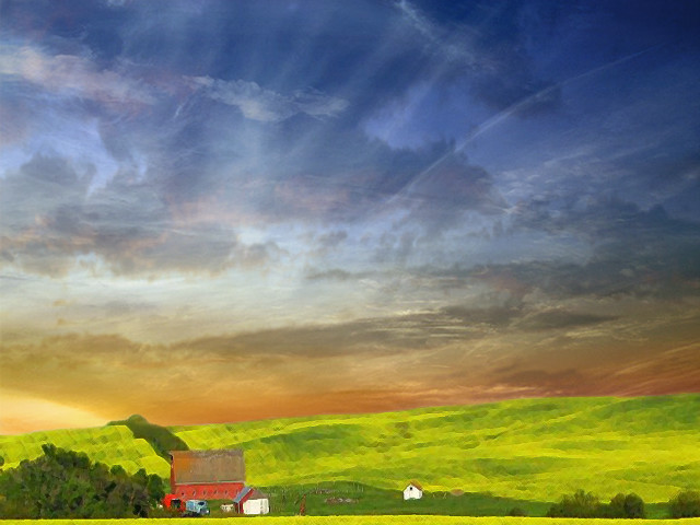 Farm red barn green field #2 free wallpaper - medium preview image