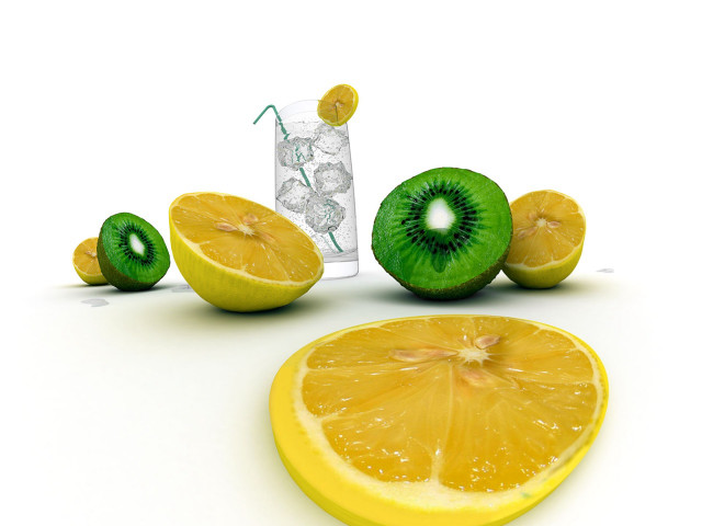 Lemon kiwi cut half drink free wallpaper - medium preview image