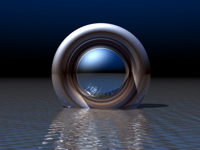 Circular object floating water night #2 free wallpaper - medium preview image
