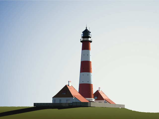 Red white lighthouse hill sky free wallpaper - medium preview image