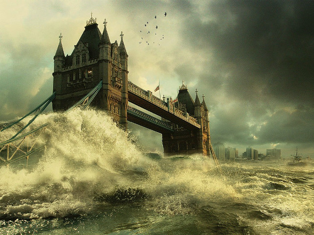 Gothic bridge over river with free wallpaper - medium preview image