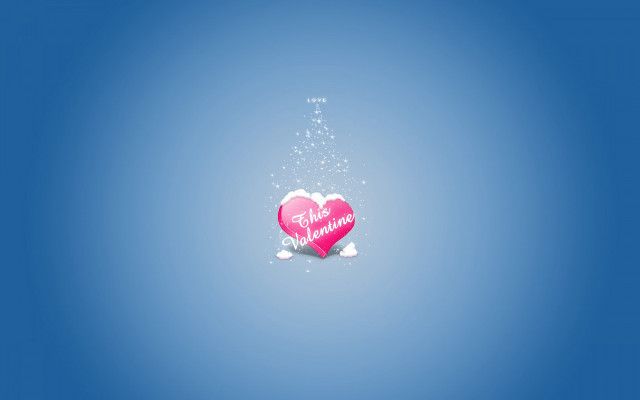 Pink heart floating snowflakes blue free wallpaper - medium preview image