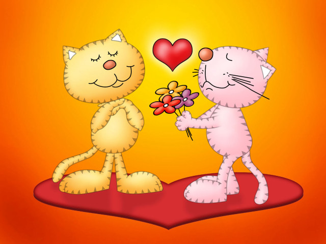 Cats red rug heart flower free wallpaper - medium preview image