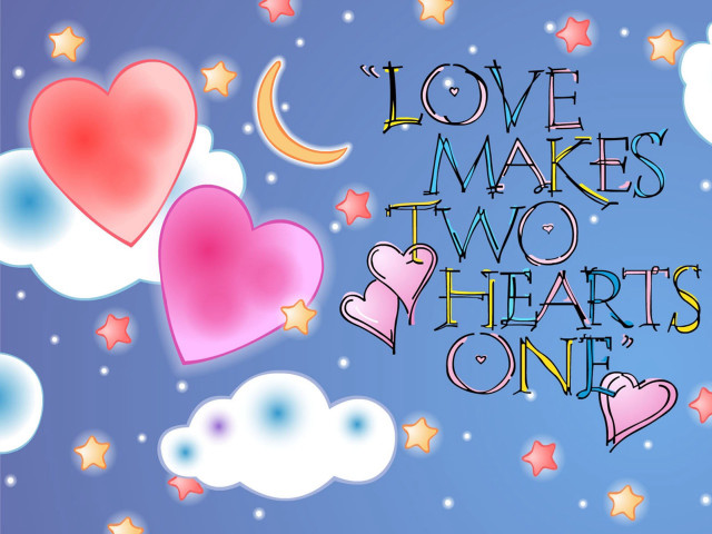 Two hearts sky stars clouds free wallpaper - medium preview image