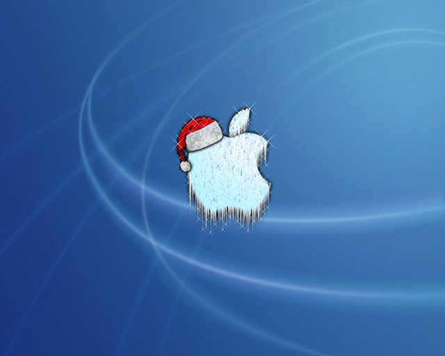 Computer apple santa hat blue free wallpaper - medium preview image