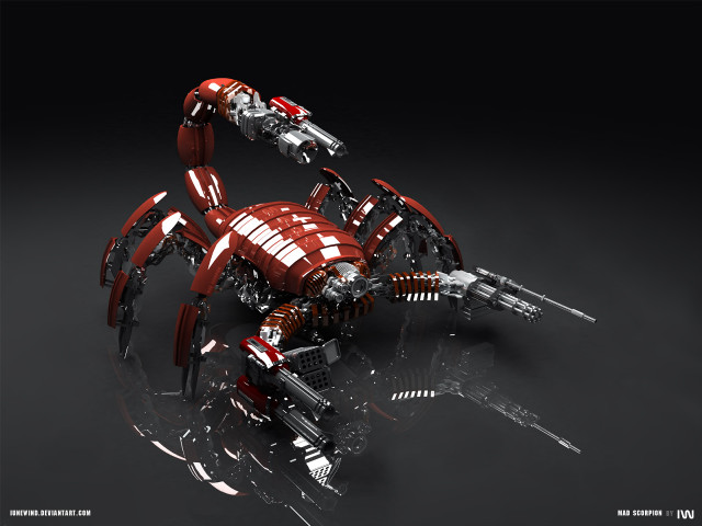 Red robot gun black background free wallpaper - medium preview image