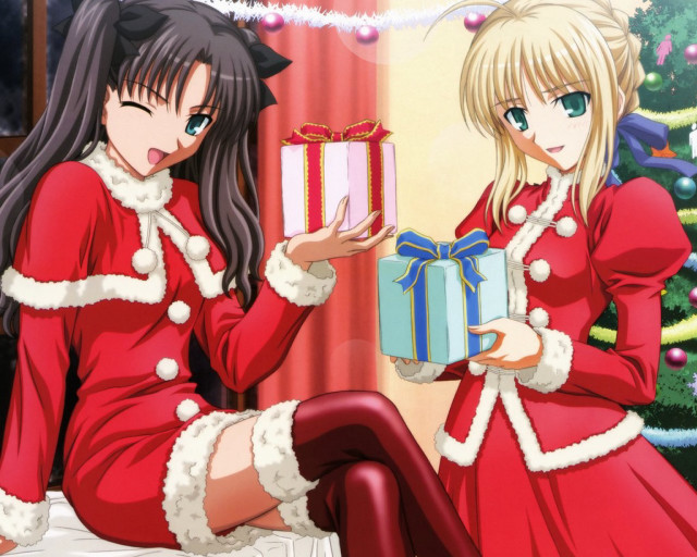 Girls christmas outfits present box free wallpaper - medium preview image