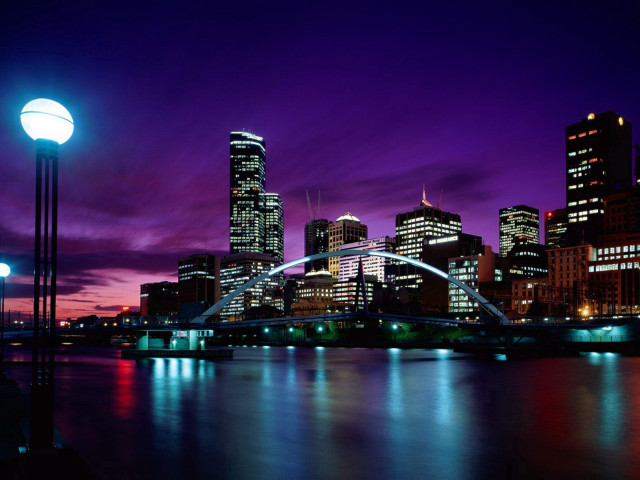 City skyline bridge river night #50 free wallpaper - medium preview image