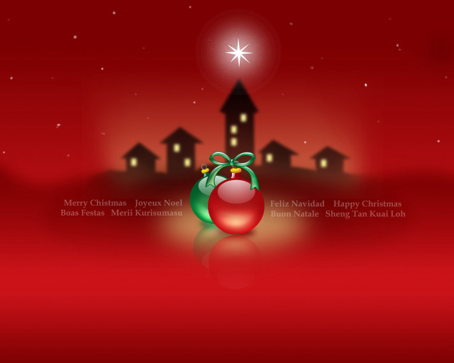 Christmas card red background green #2 free wallpaper - medium preview image