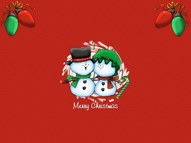Christmas card snowmen tree red free wallpaper - medium preview image