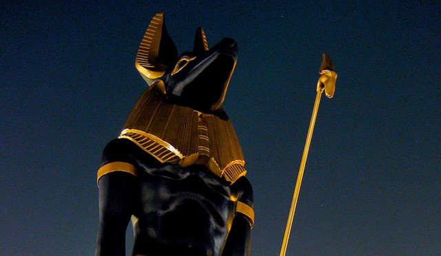 Egyptian god statue flag night free wallpaper - medium preview image