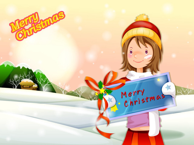 Girl merry christmas snow santa #4 free wallpaper - medium preview image