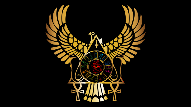 Golden clock wings triangle face free wallpaper - medium preview image