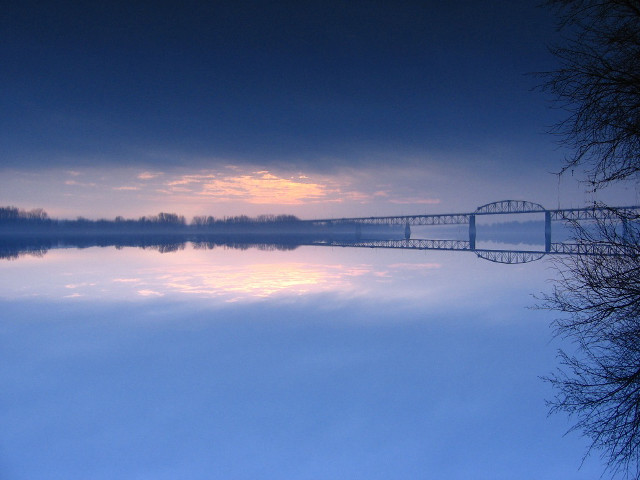 Bridge water dusk sky trees free wallpaper - medium preview image