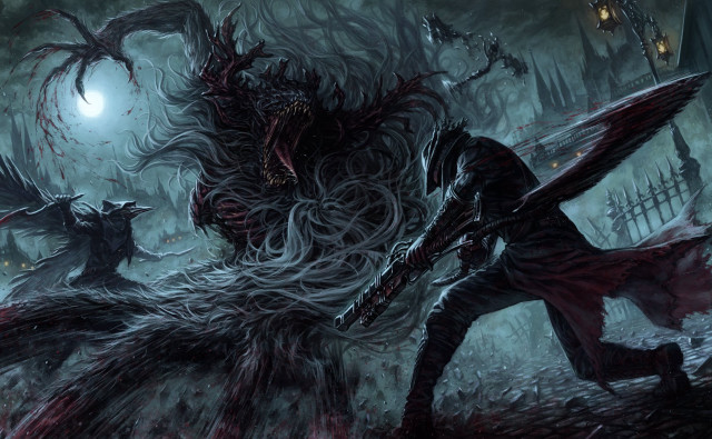 Demonic demon forest fullmoon bloodborne free wallpaper - medium preview image