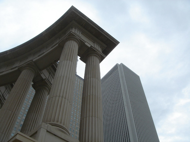Tall building large pillars sky #2 free wallpaper - medium preview image