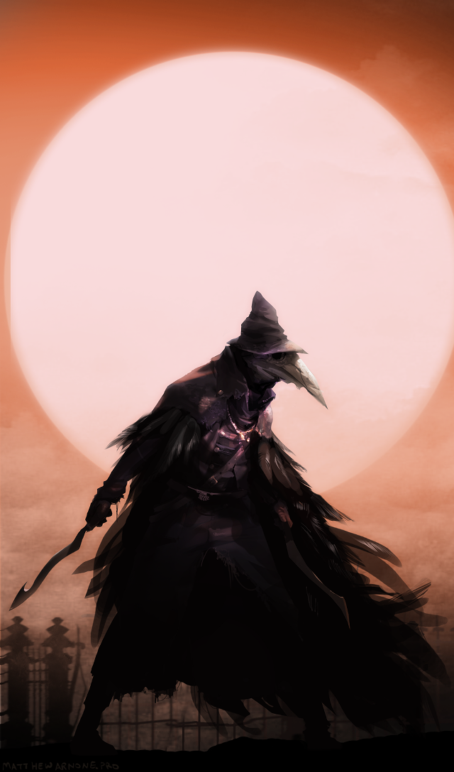 Person crow moon fence trees free wallpaper - medium preview image