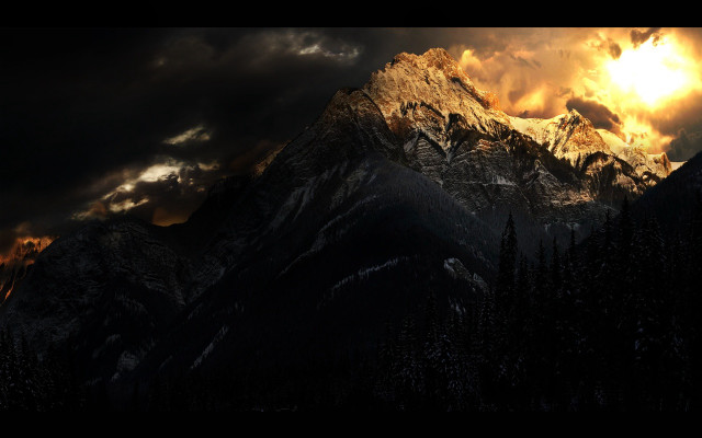 Mountain clouds sunshine forest sky #2 free wallpaper - medium preview image
