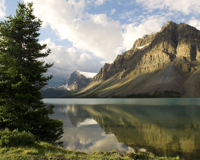 Mountain range lake trees cloudy #2 free wallpaper - medium preview image