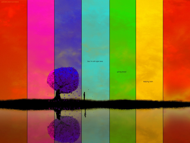 Rainbow colored wall tree reflection #4 free wallpaper - medium preview image
