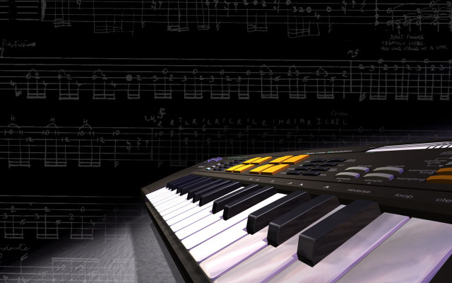Piano keyboard musical notes black free wallpaper - medium preview image