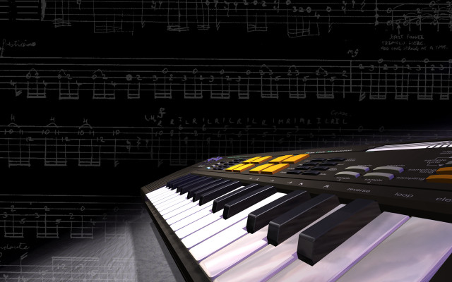 Piano keyboard musical notes black #4 free wallpaper - medium preview image