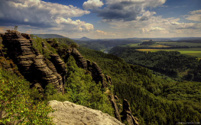 Valley mountains high view scenery free wallpaper - medium preview image