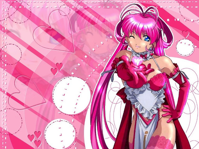Pink anime girl heart longhair free wallpaper - medium preview image